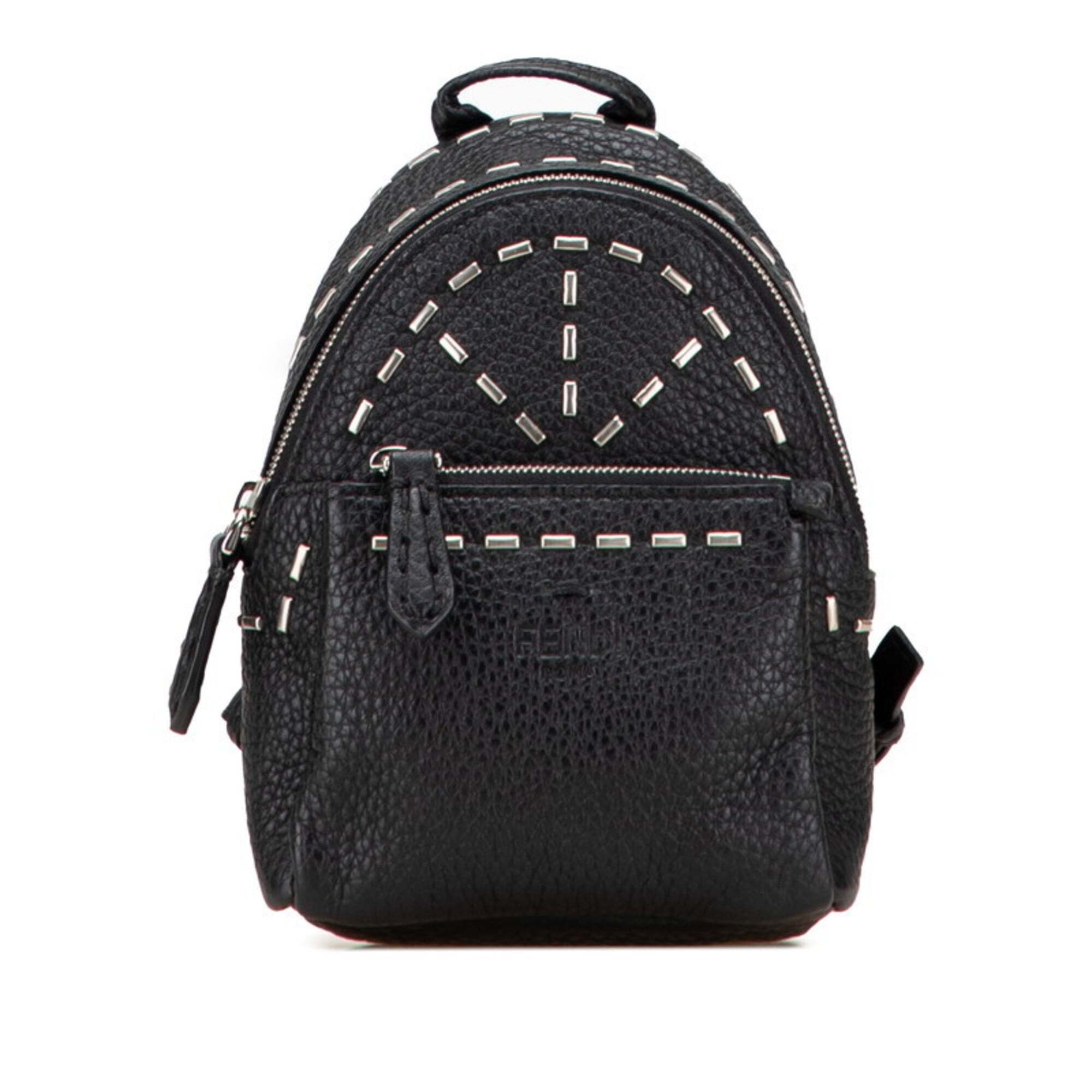 Fendi Backpack Keychain Bag Charm Small Item Case 7ar471 Black Leather Women'...